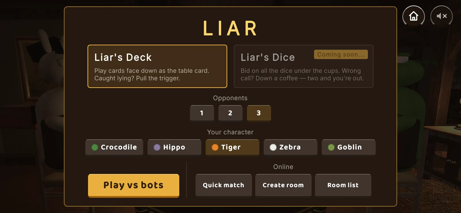 Lobby: modes and online play