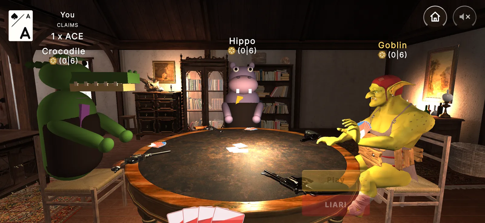 Cards played face down