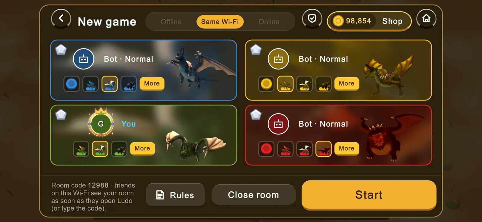 Online room lobby