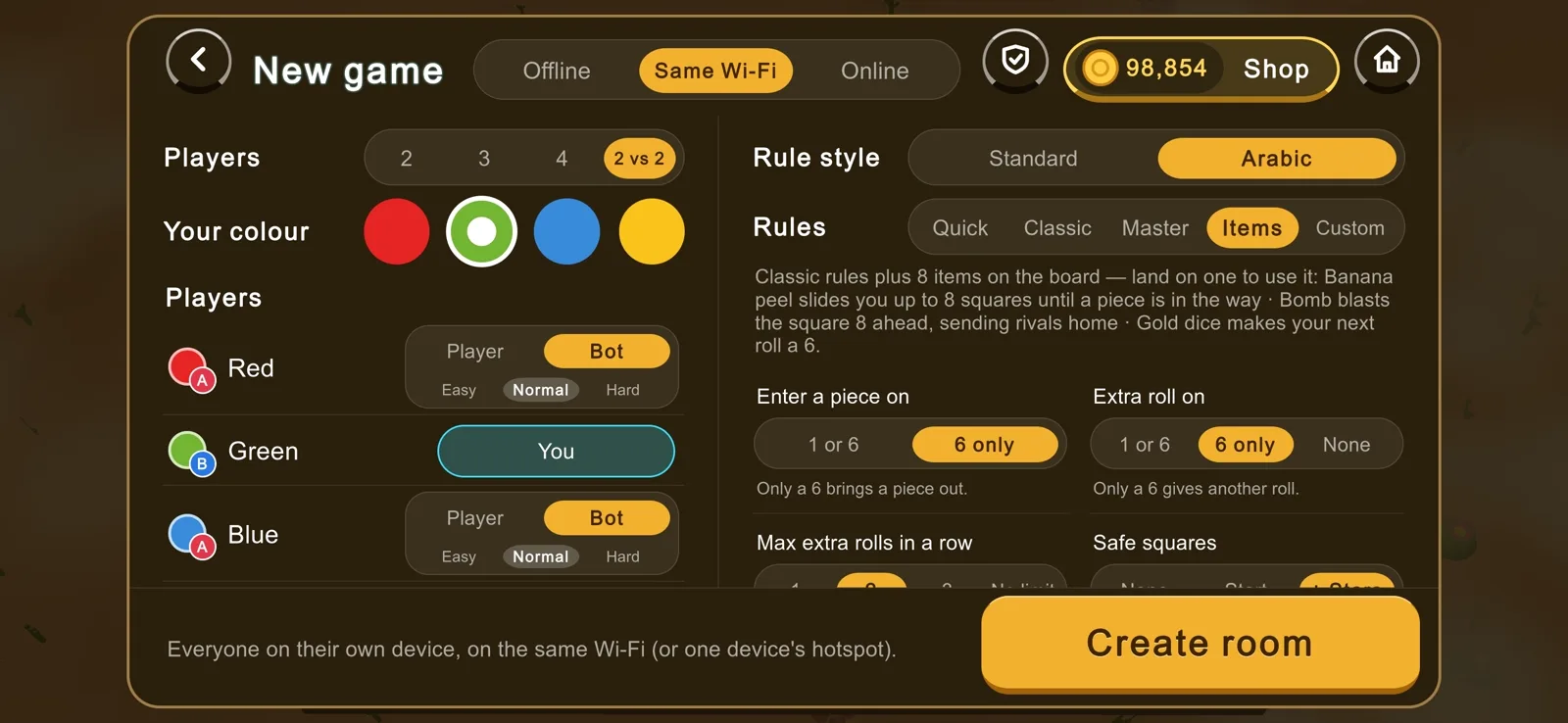 Table setup & rule presets